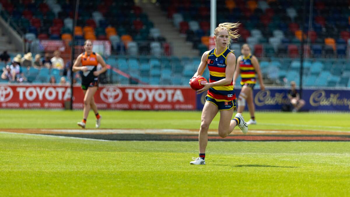 Adelaide's Teah Charlton finds open space in Saturday's victory over GWS. Picture by Gary Ramage