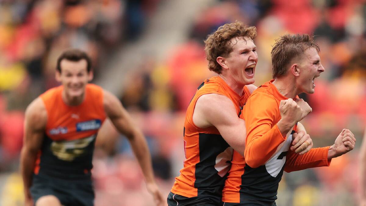 Josh Fahey (right) has made an instant impact for the Giants since his AFL debut earlier this season. Picture Getty Images