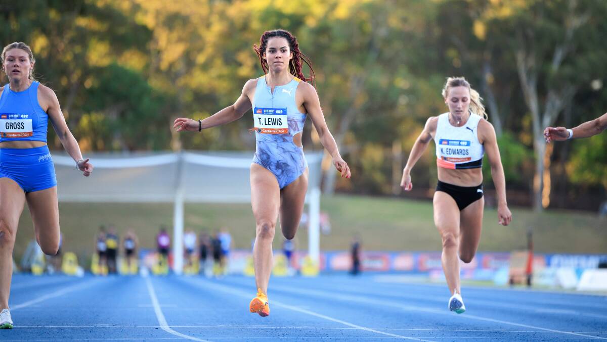 Torrie Lewis claimed the women's 100m at the Canberra Track Classic. Picture by Sitthixay Ditthavong