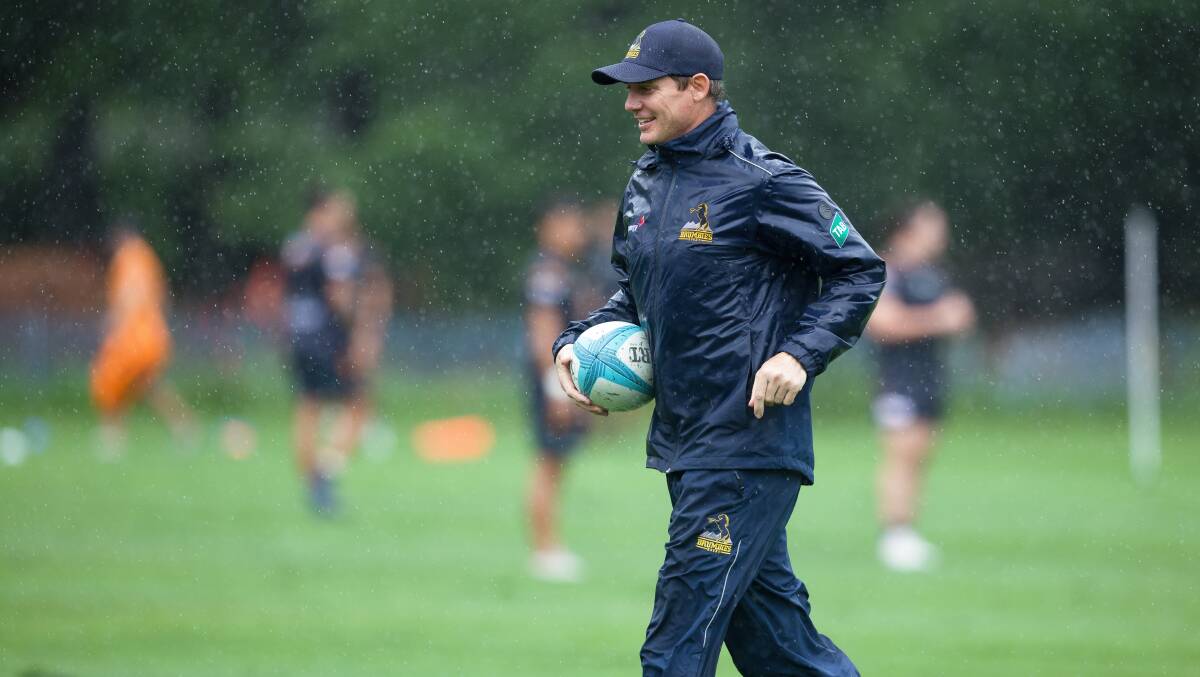 ACT Brumbies coach Stephen Larkham is mixing things up at training this year. Picture by Sitthixay Ditthavong