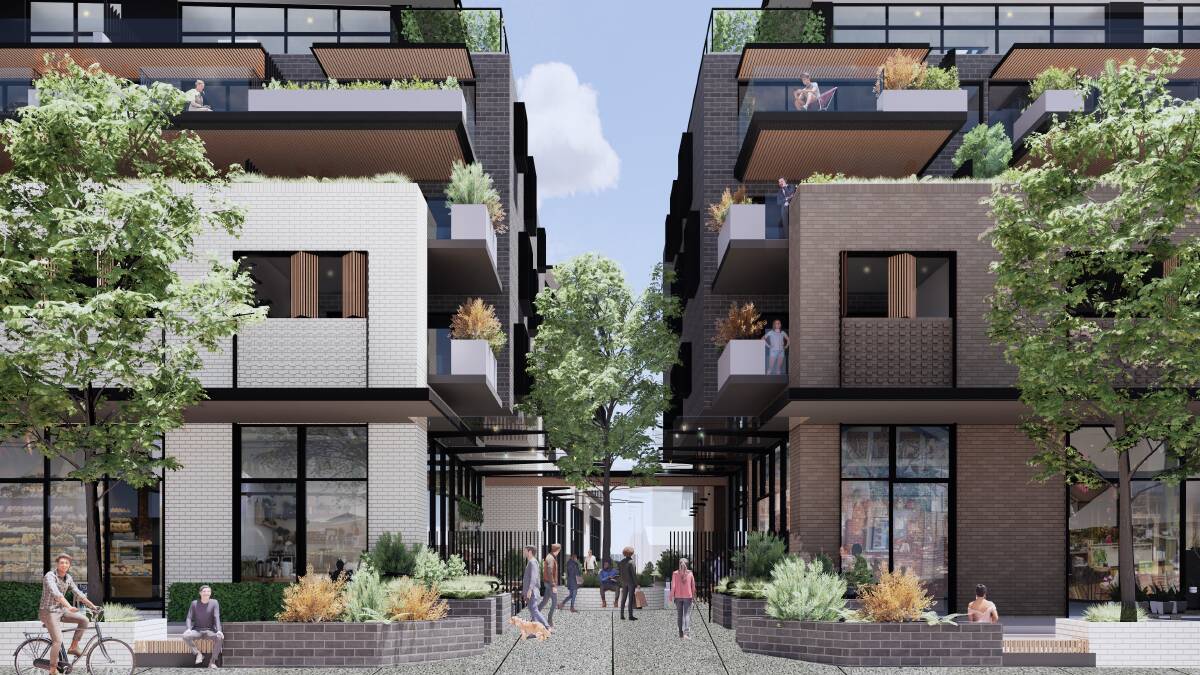 Apartments will be in three separate buildings with retail space underneath and a laneway.