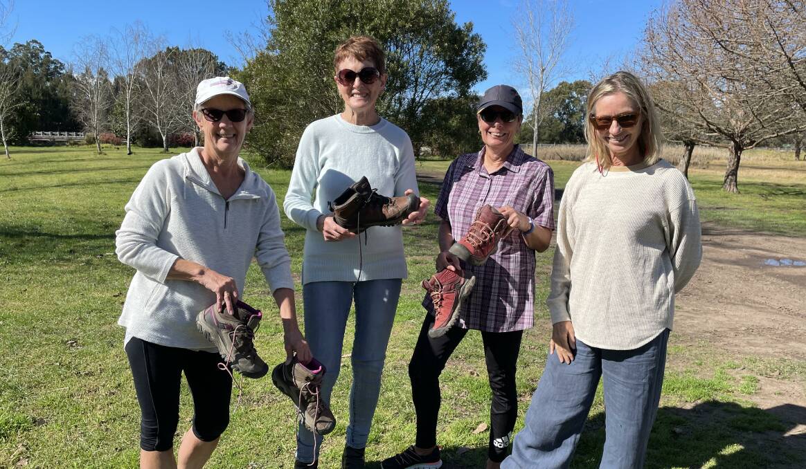 These boots are made for walking: Viv Lund, Lizzie Shaw, Robyn Loorham and Annette Clarke (absent Sue Wakefield) who are preparing for the Larapinta Walk.