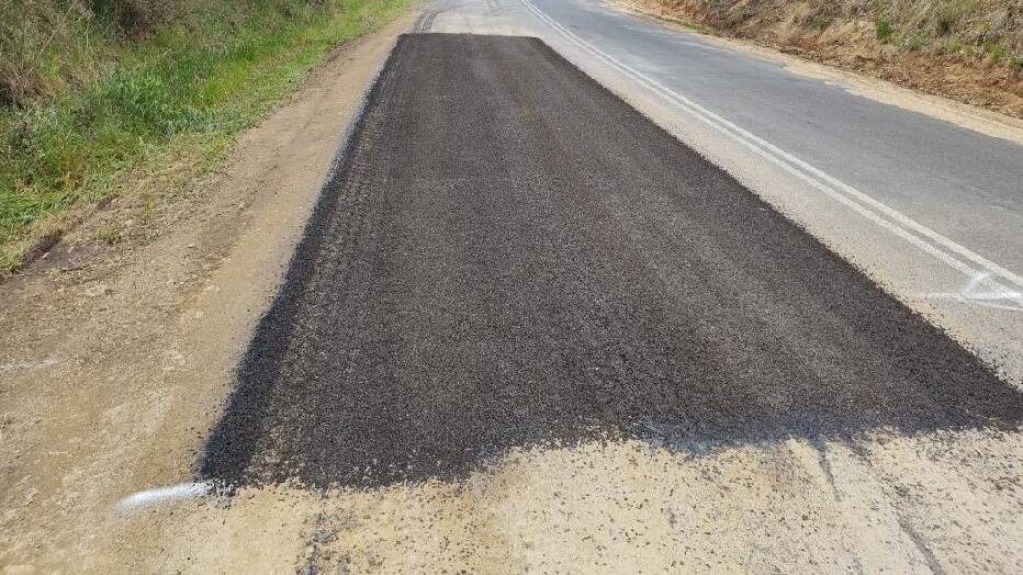 A heavy patch road repair.