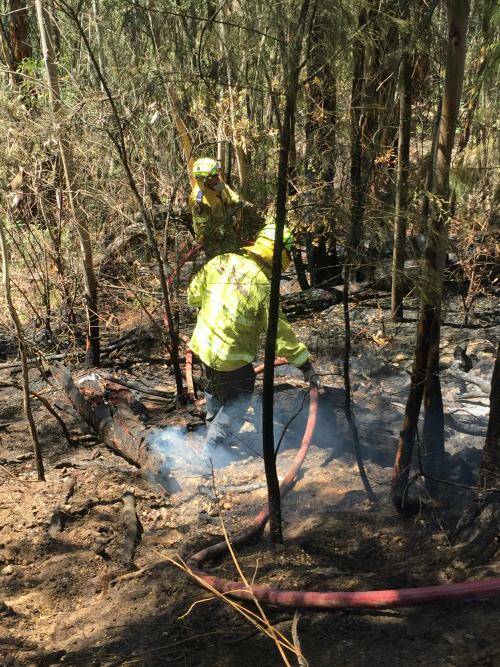 ACT firefighters working to contain a fire near Bendora Dam in Namadgi National Park. Picture: Supplied