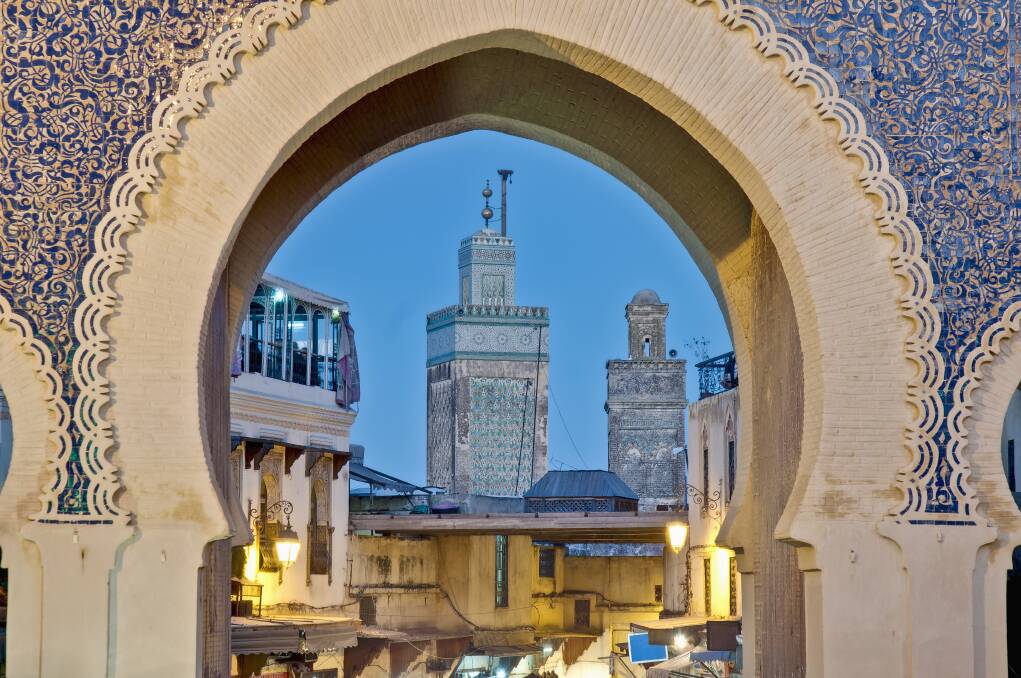 Bab Bou Jeloud gate (The Blue Gate) located at Fez, Morocco. Picture Shutterstock
