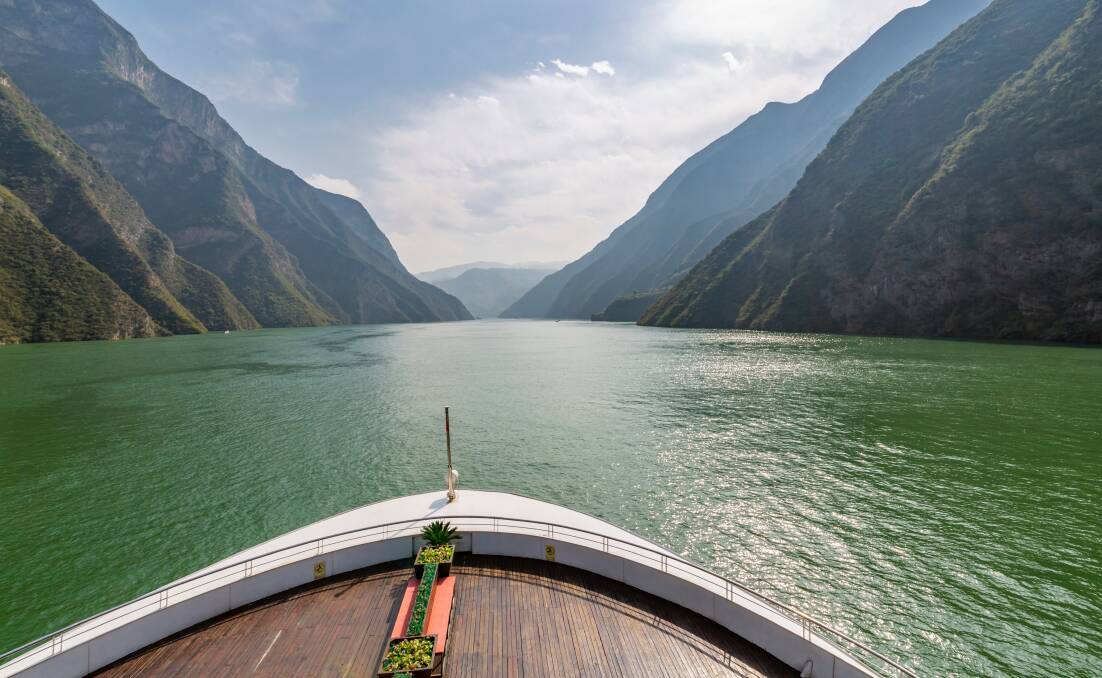 View onboard cruise ship of the Three Gorges on the Yangtze River, China. Picture Shutterstock