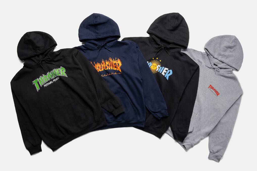 Thrasher hoodies. Picture supplied OCD Skate Shop