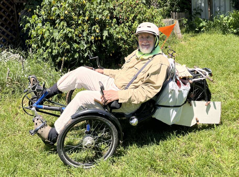 Veteran Canberra cyclist Jorge Gapella has been using a recumbent tricycle for almost 20 years. Picture supplied
