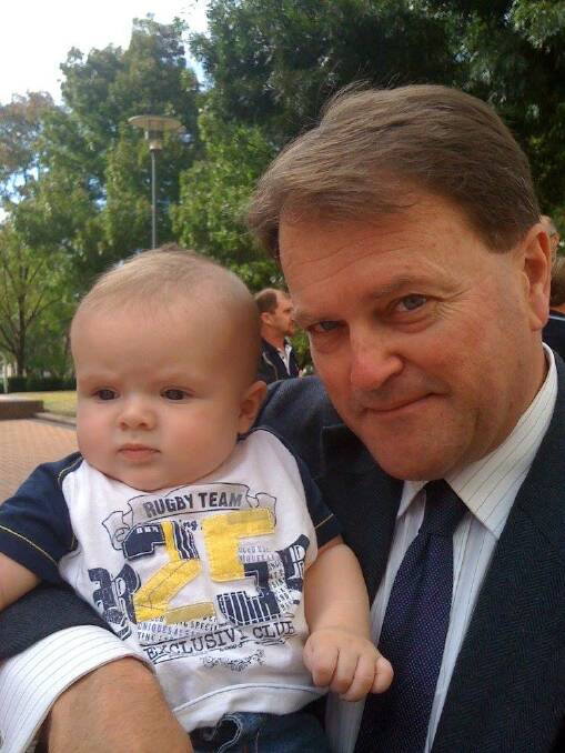 Jeff with his son Seb, then aged in XXXX. Picture supplied