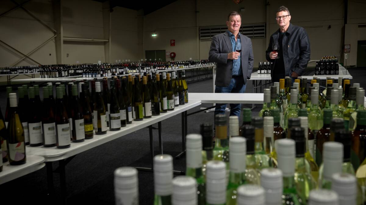 National Wine Show chair, Andy Gregory, with new chair of judges, Matt Harrop at Exhibition Park in Canberra. Picture by Elesa Kurtz