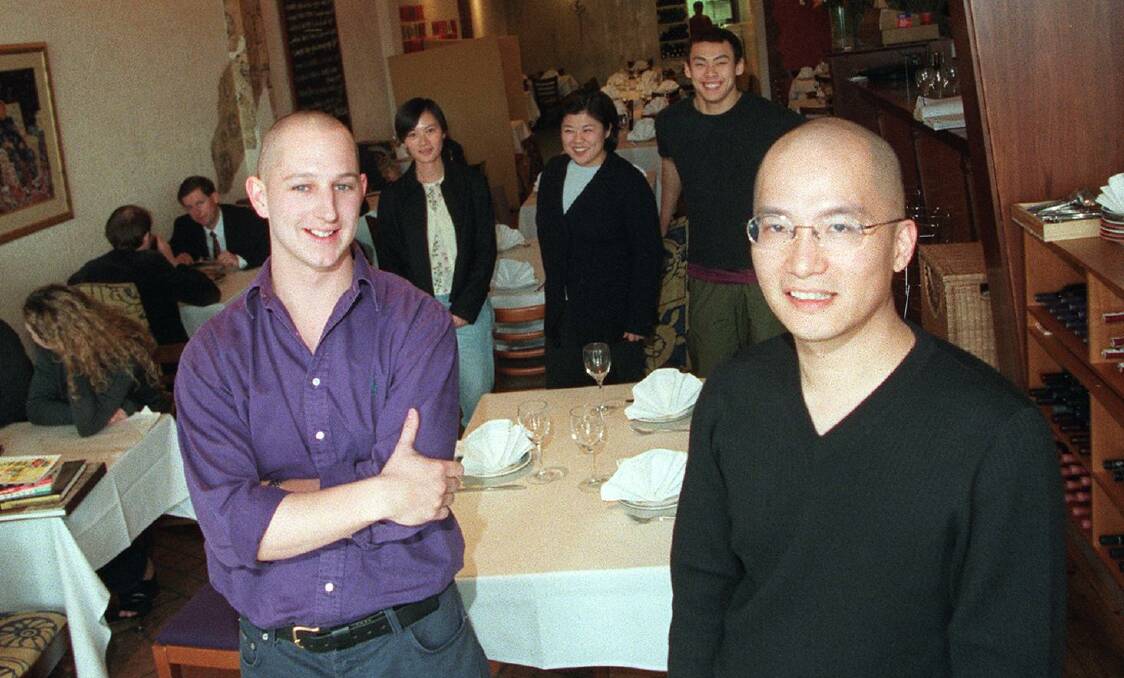 Josiah Li, right, with then-restaurant manager Chris Hansen at Chairman and Yip in 1998. Picture by Martin Jones
