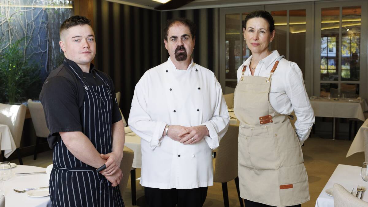 Sous chef Johnny Ru, executive chef James Mussillon and floor manager Georgina Horner. Picture by Keegan Carroll