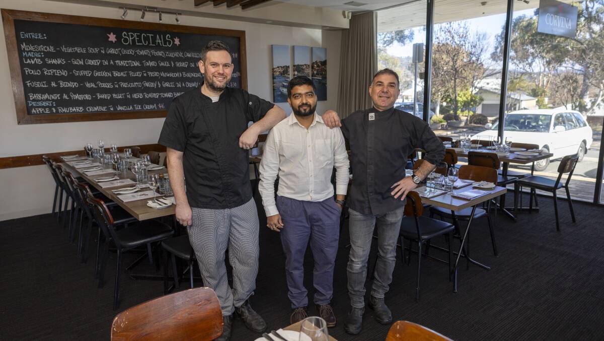 Chef Peter Arthur, floor manager Kunjan Patel and chef Tony Filippone. Picture by Gary Ramage
