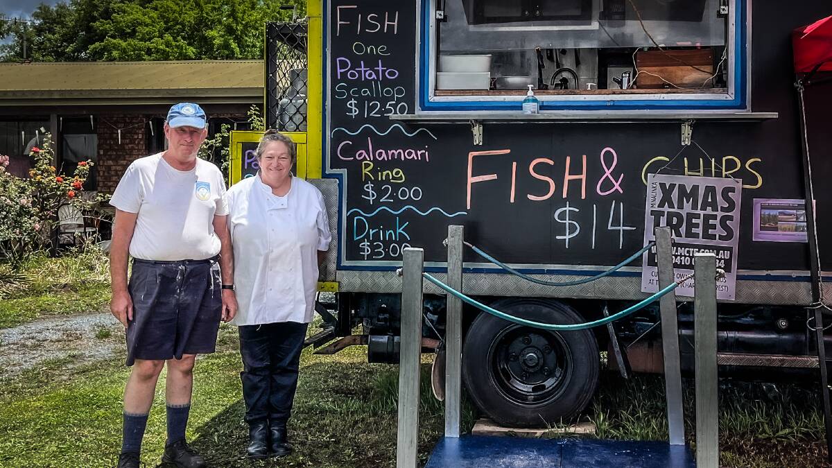 Emil and Esmay Hropic at their fish and chip van in Braidwood. Picture by Karen Hardy