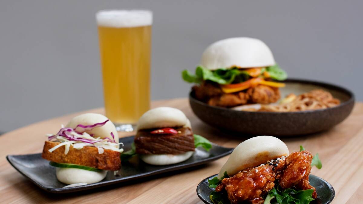 Super Bao's southern fried chicken bao-ger and three-bao combo. Picture: Supplied