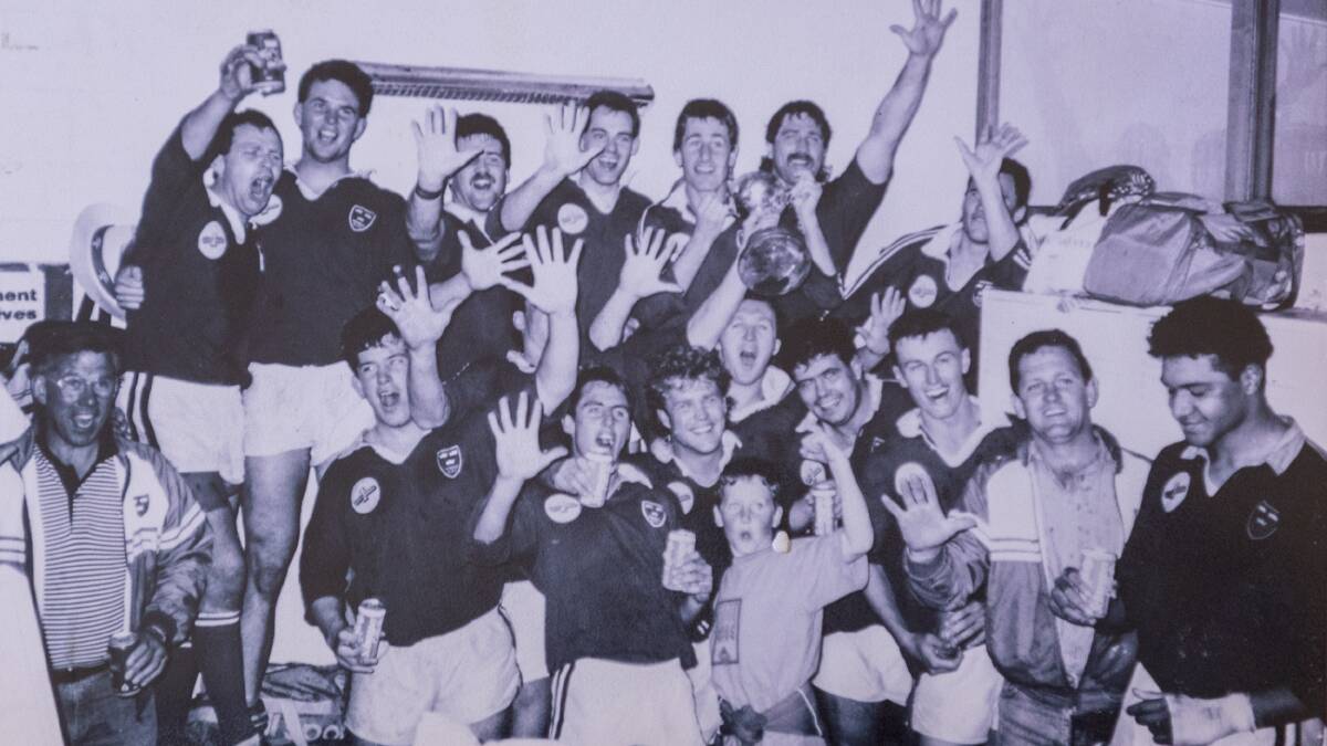 The 1991 first grade team celebrating their fifth title in a row. Picture supplied