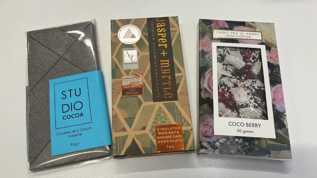 Three of Canberra's finest chocolate offerings. Picture by Karen Hardy