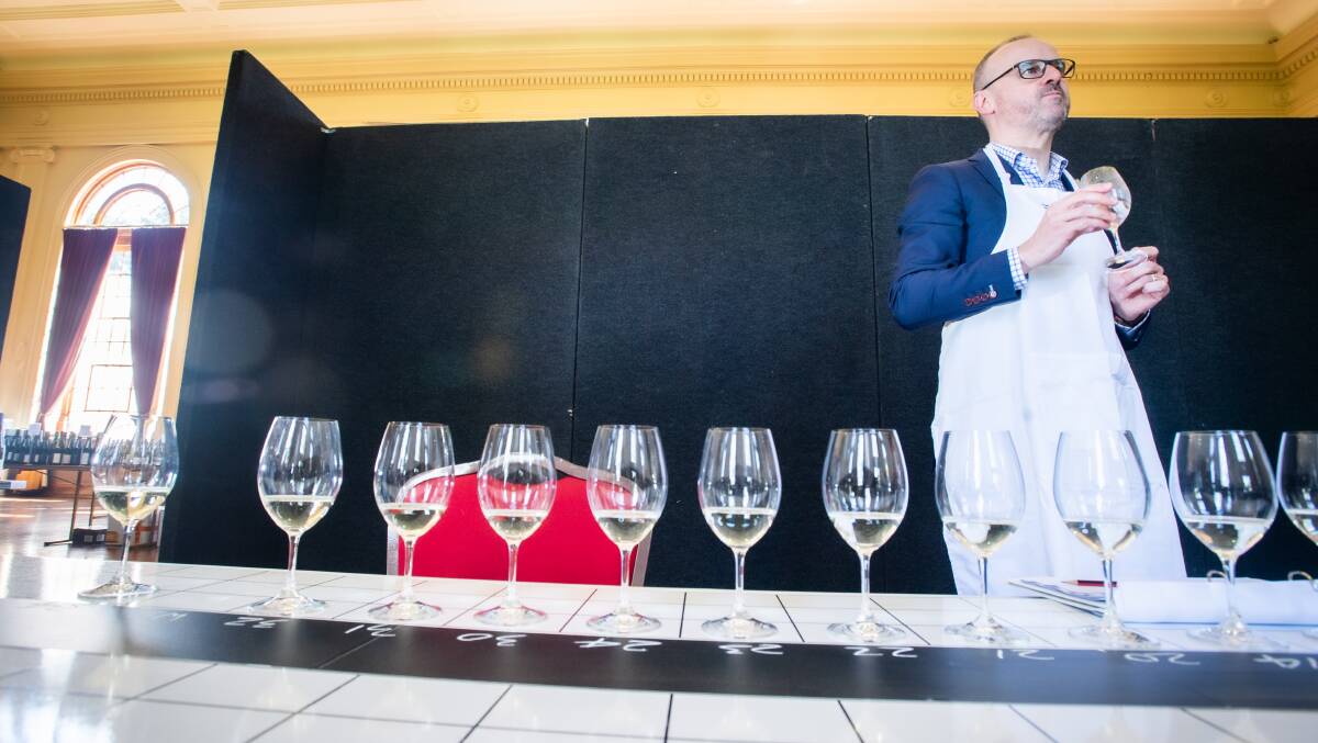 Chief Minister Andrew Barr stepped in as a judge at the Riesling Challenge. Picture by Karleen Minney