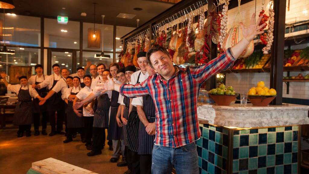 Chef Jamie Oliver visits his Canberra restaurant Jamie's Italian in 2017. Picture by Katherine Griffiths
