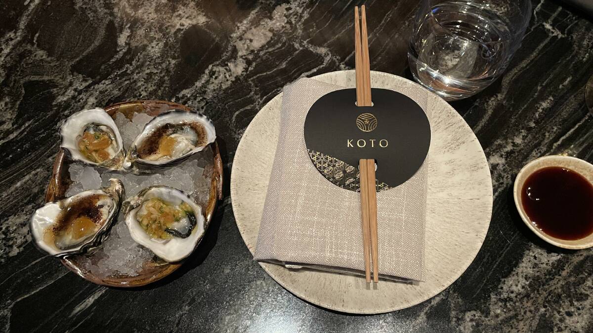 Pacific oysters, two ways, with onion salsa, yuzu jam and dried miso. Picture by Karen Hardy 
