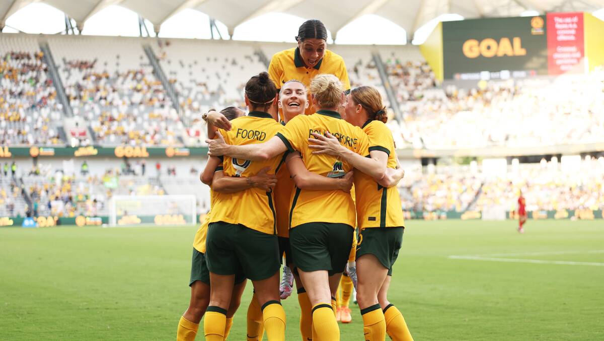 Hopefully the Matildas will be celebrating more goals at the Women's World Cup. Picture Getty Images