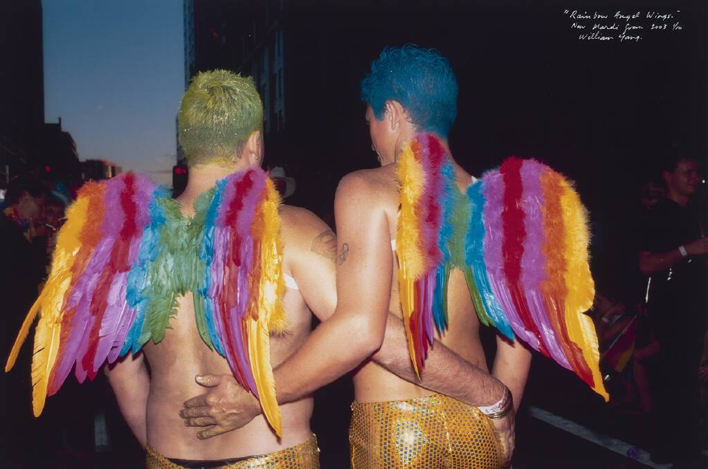Rainbow angel wings, New Mardi Gras, 2003. Picture by William Yang