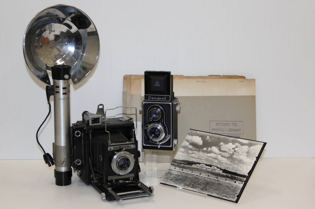 Some of the equipment used to capture the images on display in the new exhibition. Picture courtesy of CMAG Press Photography Collection