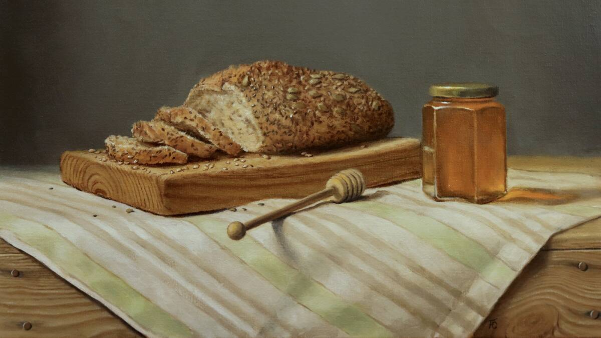 Fiona Cotton's Bread and Honey forms part of Grainger Gallery's new exhibition that celebrates food in still life. Picture supplied