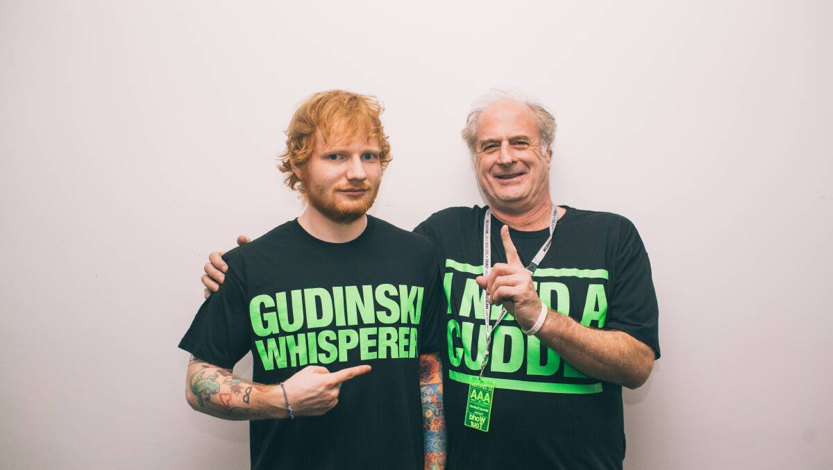 Ed Sheeran with Michael Gudinsky in Ego: the Michael Gudinski Story. Picture by Brian Purnell