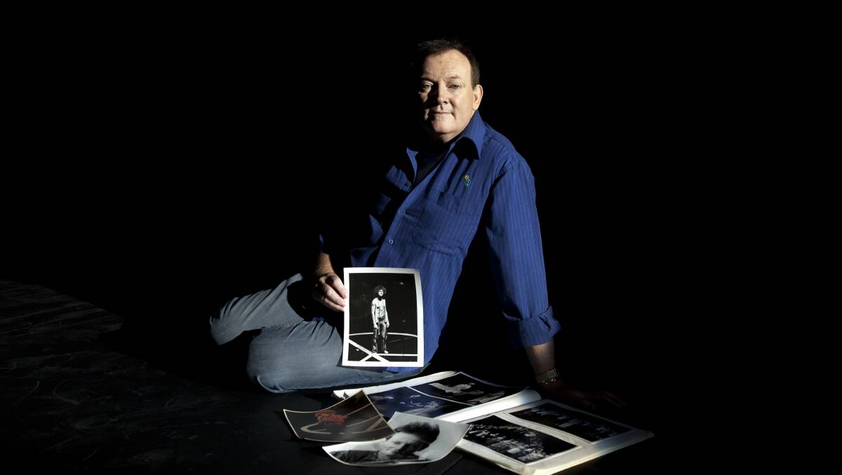 Stephen Pike with photos of his early acting days. Picture by Katherine Griffiths