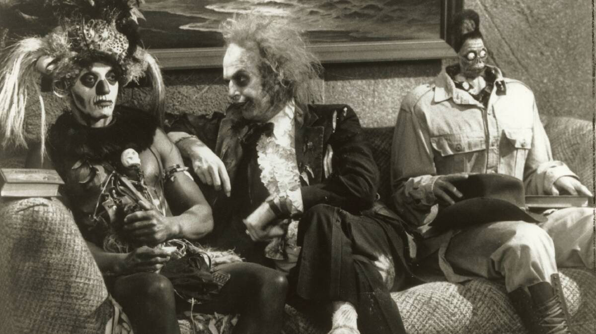 Michael Keaton, centre, in Beetlejuice. Picture supplied