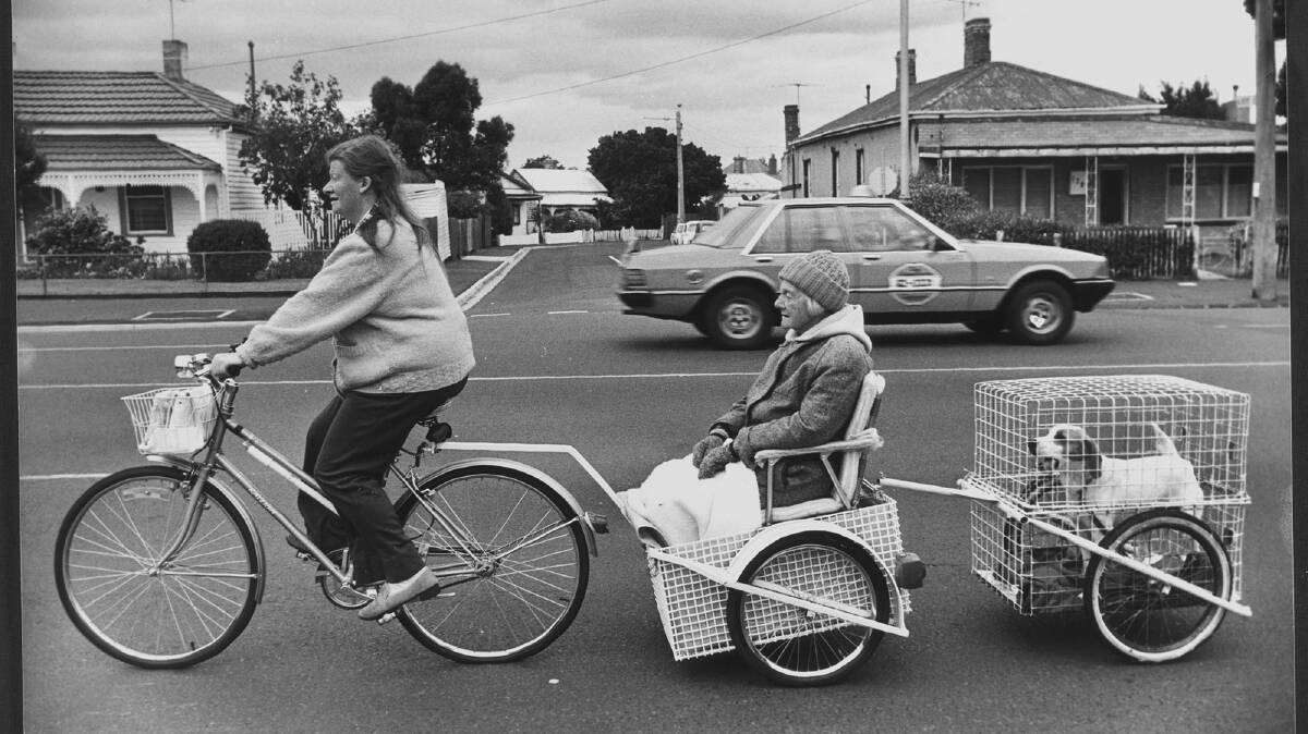 On a bicycle built for ?, 1981. Picture by Bruce Howard courtesy of Herald and Weekly Times: 
