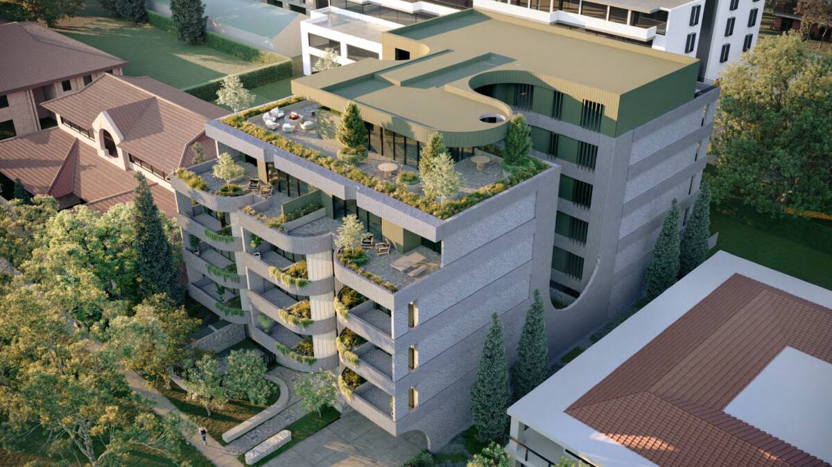 An artist's impression of the proposed, five-storey development from aerial view. Picture supplied