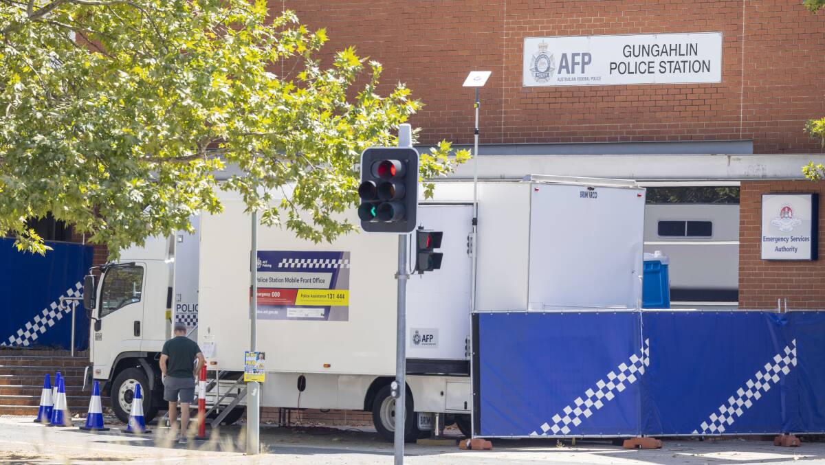 Officers at the Gungahlin Joint Emergency Services Centre were using trucks and portaloos earlier this year. Picture by Gary Ramage