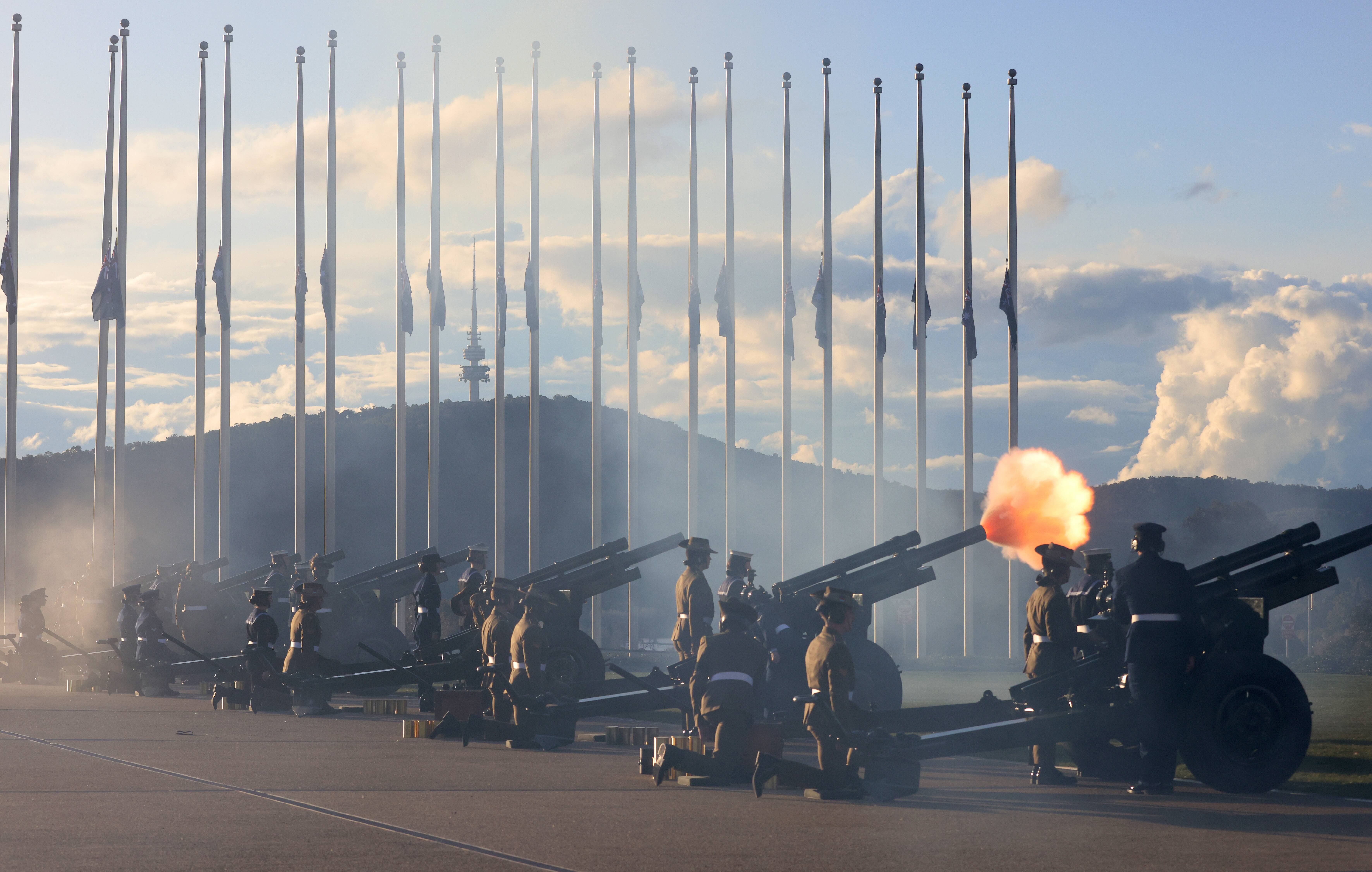 Gun salutes ring out for Her Majesty The Queen