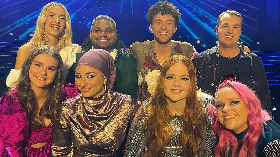"They're all really, really nice people. And since we're all going through the same thing together you just Bond very very much," says Amali of the other Idol contestants. The Top 8 (abov) on Sunday, before they became just 6 on Monday. Picture by Australian Idol.