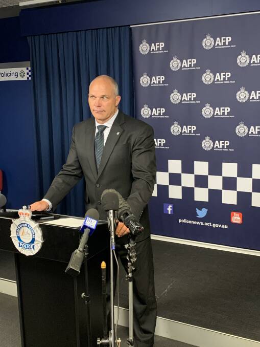 Detective Superintendent Scott Moller, addressing the media following a gang-related shooting in Gordon. Picture: Andrew Brown