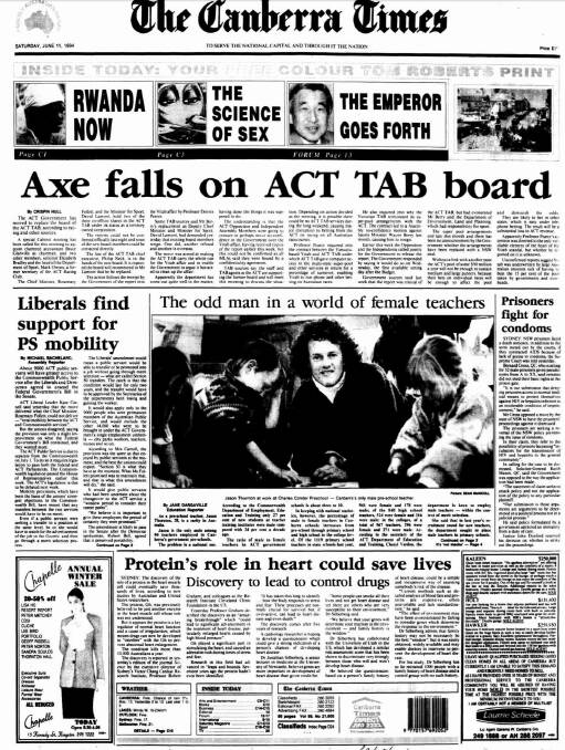 The Canberra Times' front page on June 11, 1994.
