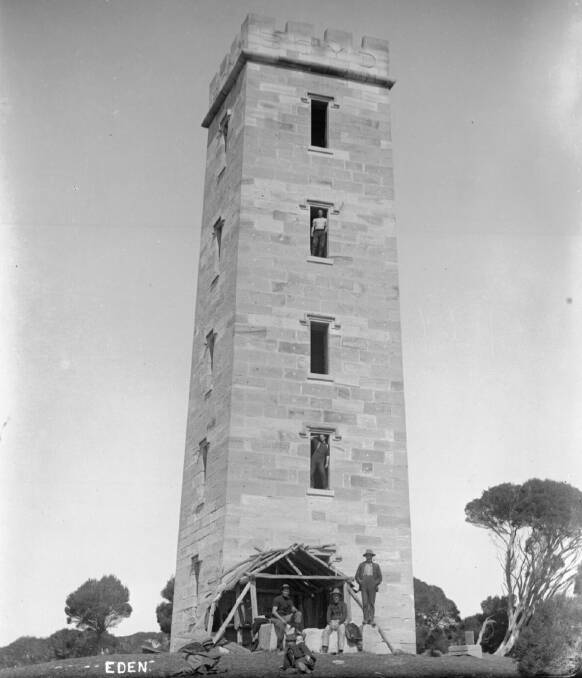 Can you see the whale watchers peering out the windows? Picture courtesy of C. E. Wellings/National Library of Australia