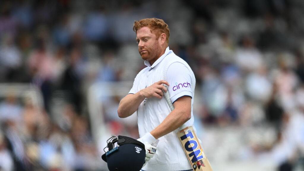 Jonny Bairstow walks off the field after the controversial run-out. Picture Getty Images