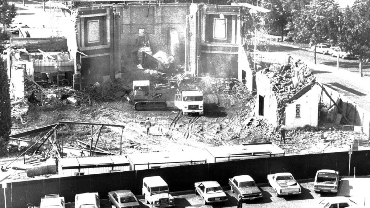 Demolition of the Capitol Theatre in March 1980. Picture courtesy of Canberra Times archive