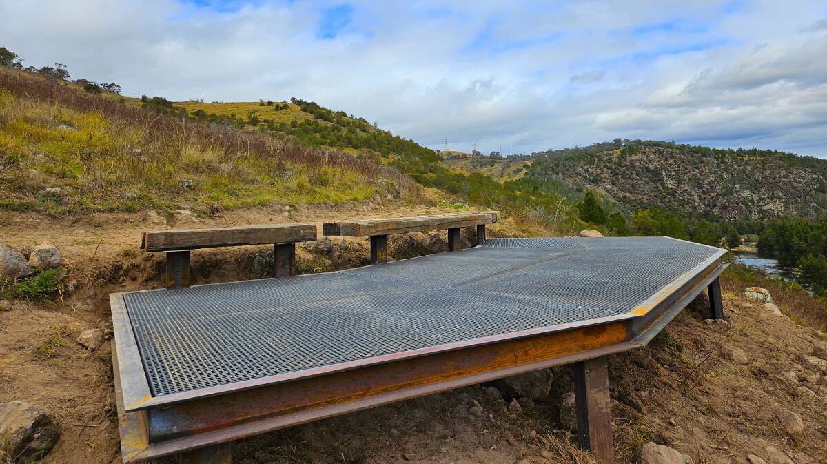One of several viewing platforms on the new walking track at Ginninderry. Shepherd's Lookout is at top right. Picture supplied