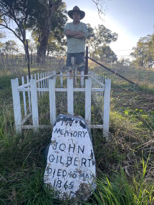  Tim at Gilberts grave on the outskirts of Binalong. Picture by Emily Elizabeth
