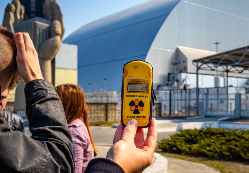Ttourists at Chernobyl before the war in Ukraine closed the site to regular visitors. Picture Shutterstock