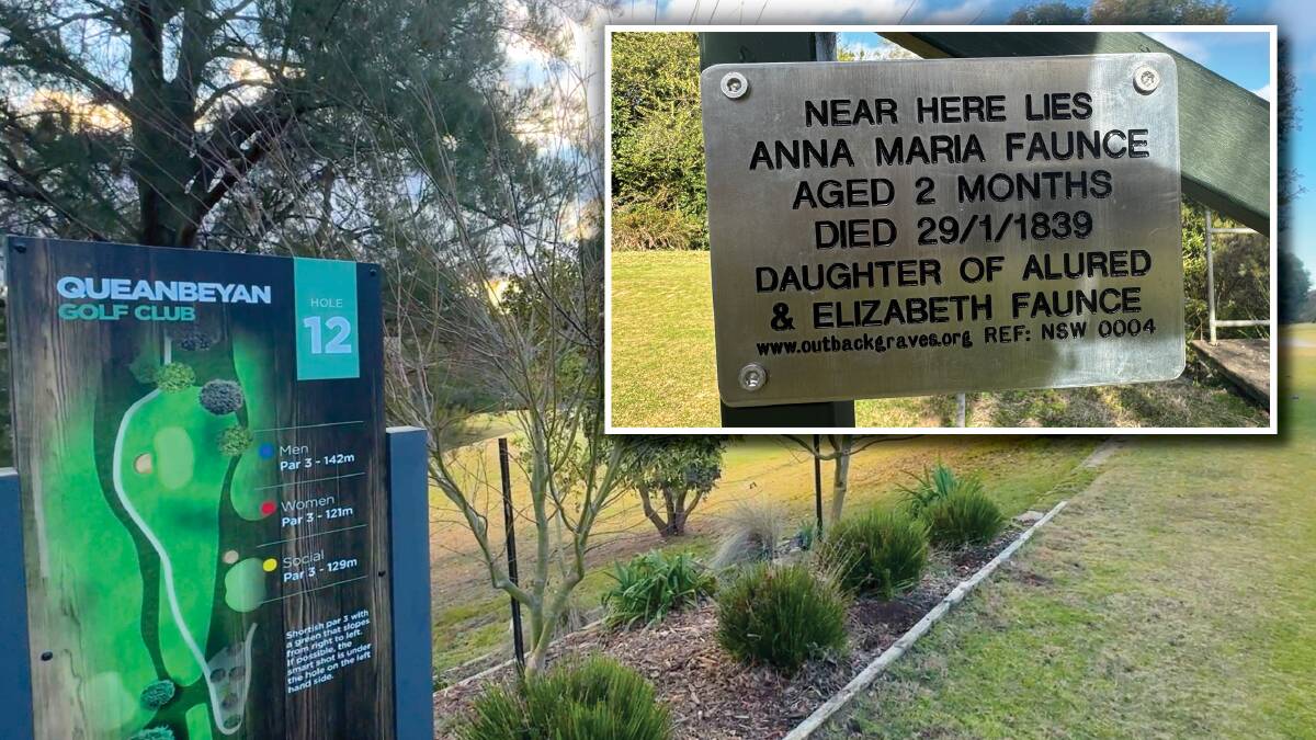 The plaque recently unveiled near the 12th tee at the Queanbeyan Golf Course. Pictures by Tim the Yowie Man