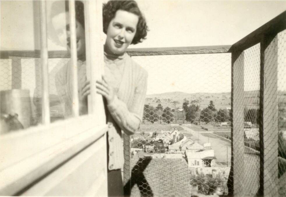 Volunteer air warden Ella Taylor on the bell tower of St Andrew's which doubled as a watch tower for enemy aircraft during World War II. Picture courtesy of Braidwood & District Historical Society