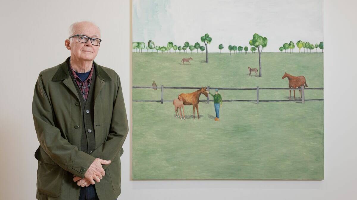 Noel McKenna with his Darling Prize winning work, William Nuttall with horses in field, 2023. Picture by Mark Mohell