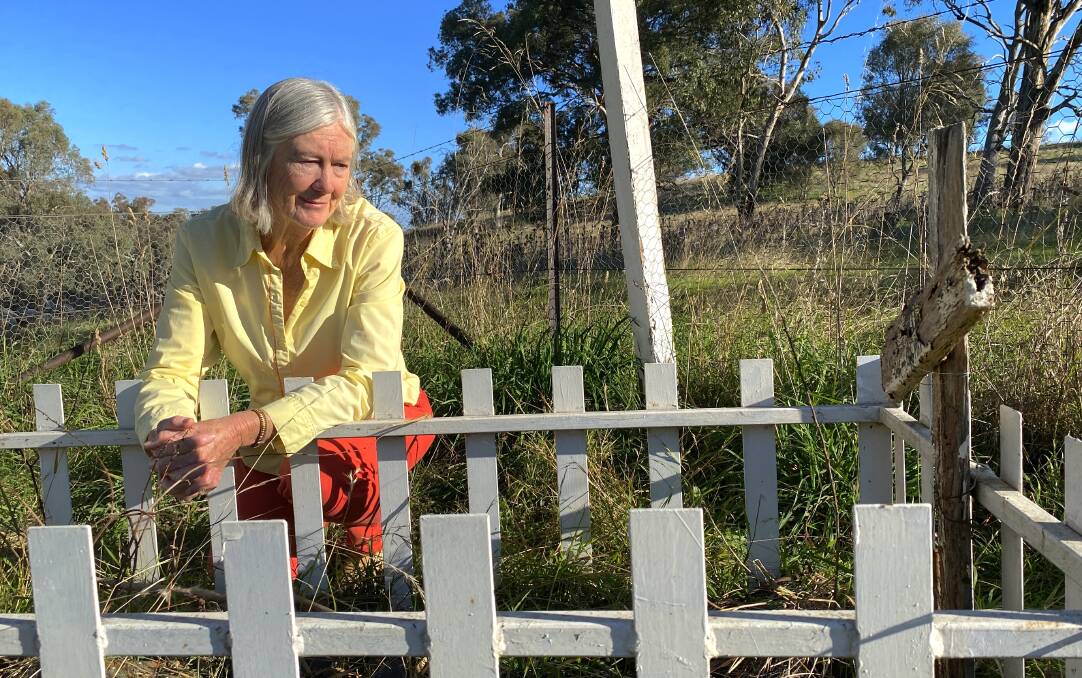 Performance poet Robyn Sykes at Gilbert's grave. Picture by Tim the Yowie Man