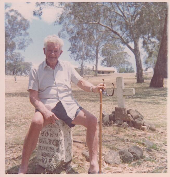 David Rainey's late father, Bert, at Gilbert's grave circa 1971. Picture by David Rainey