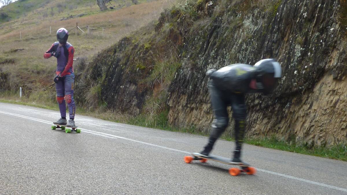 Daredevil (and illegal) road skating near Wee Jasper. Picture by Tim the Yowie Man